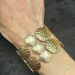 Gold Hammered Disc Bracelet